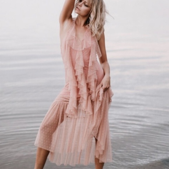 SPELL LUNA MESH GOWN W/SLIP, NWOT Size L Perfect Condition! - Picture 2 of 5